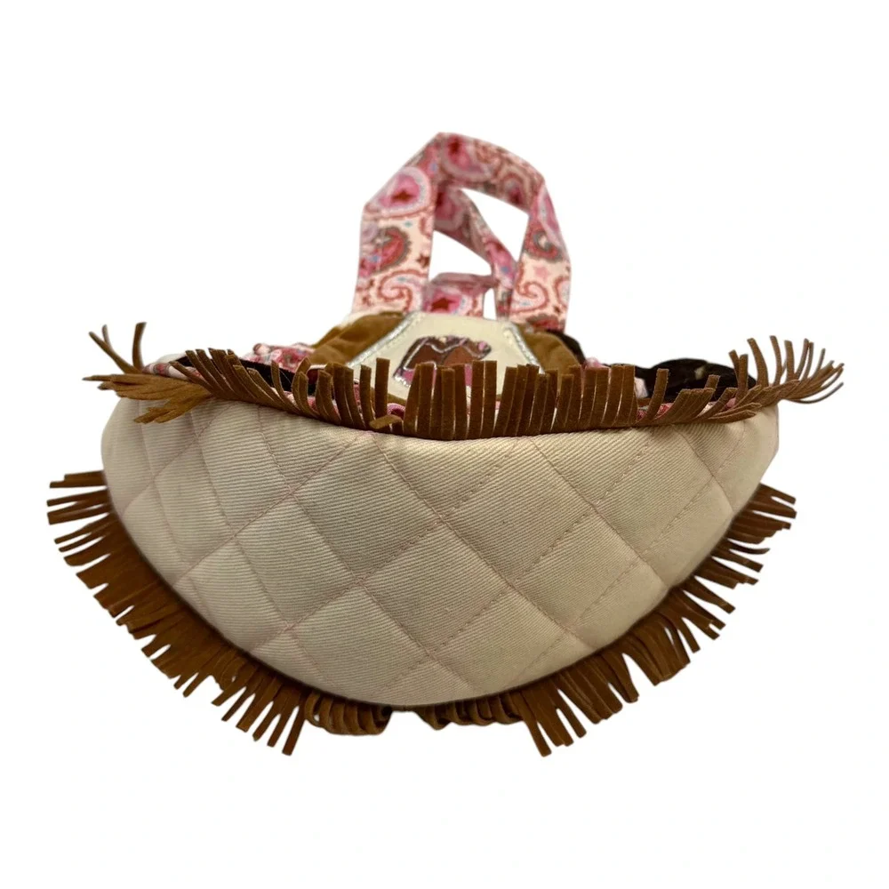 Douglas Sassy Pet Saks Cow Print Fringe Pink Cowboy Boot Plush Carrier Bag